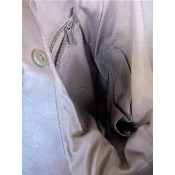 Dark Brown Pebbled Faux Leather Marion Slouchy Tote Gold Chain Bag Brass Horse - Picture 7 of 12